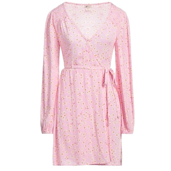 😍2/$20 NWT Billabong Sz XS Floral Pink Wrap Dress - Picture 3 of 13